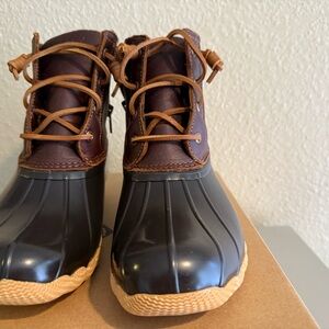 Sperry Tan and Dark Brown Winter Rain Boots